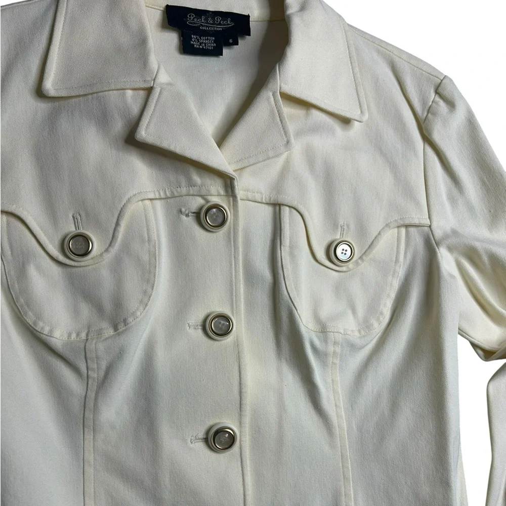 Vintage Peck & Peck Collection White‎ Denim Jacket Women’s Size 6